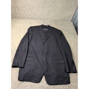 Joseph Abboud Mens 44L Black 100% Wool 3 Button Blazer Sport Coat Made in USA